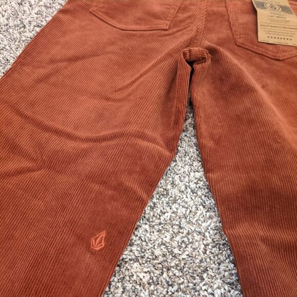 NEW Volcom Stoned Straight Corduroy Pants Color Nut Size 24 X 27 Rust Orange - Picture 7 of 9